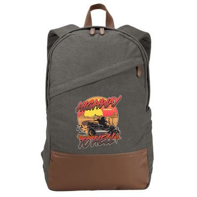 Funny Halloween Highway To Hell Grim Reaper Cotton Canvas Backpack