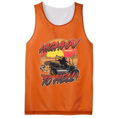 Funny Halloween Highway To Hell Grim Reaper Mesh Reversible Basketball Jersey Tank