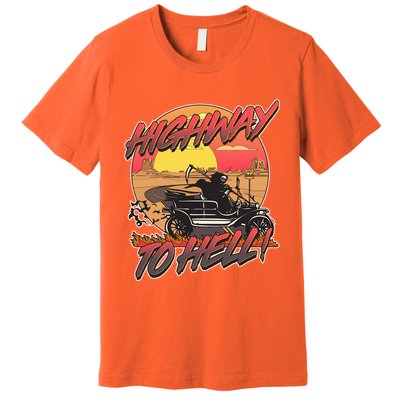 Funny Halloween Highway To Hell Grim Reaper Premium T-Shirt