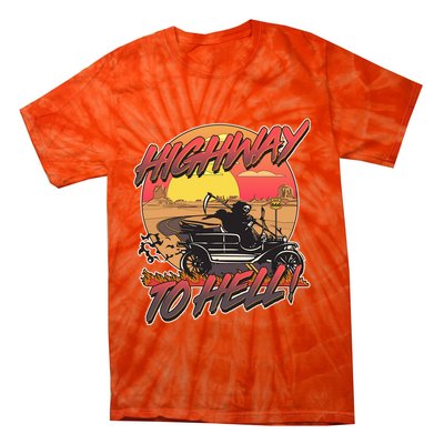 Funny Halloween Highway To Hell Grim Reaper Tie-Dye T-Shirt