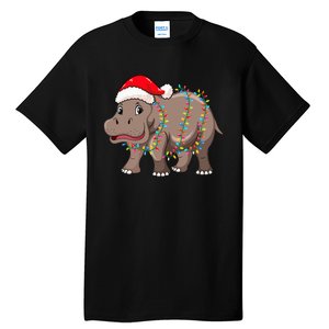 Festive Hippopotamus Hat for Christmas Lovers Tall T-Shirt