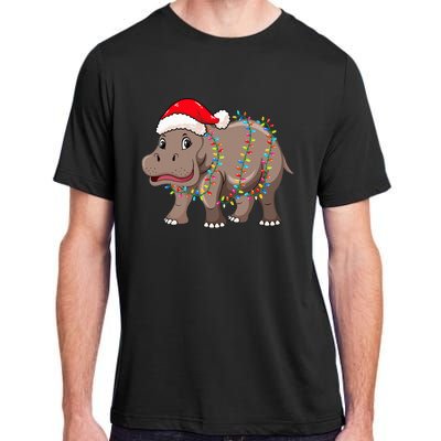 Festive Hippopotamus Hat for Christmas Lovers Adult ChromaSoft Performance T-Shirt