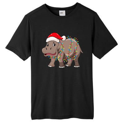 Festive Hippopotamus Hat for Christmas Lovers Tall Fusion ChromaSoft Performance T-Shirt