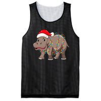 Festive Hippopotamus Hat for Christmas Lovers Mesh Reversible Basketball Jersey Tank