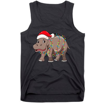 Festive Hippopotamus Hat for Christmas Lovers Tank Top