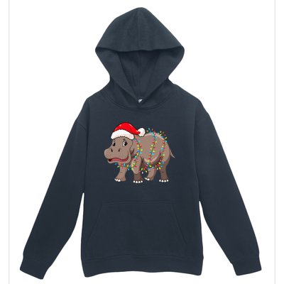 Festive Hippopotamus Hat for Christmas Lovers Urban Pullover Hoodie