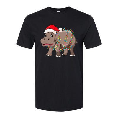 Festive Hippopotamus Hat for Christmas Lovers Softstyle CVC T-Shirt