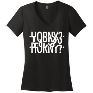 Funny Horny Hidden Message Horny? Reflexed Secret Message Women's V-Neck T-Shirt