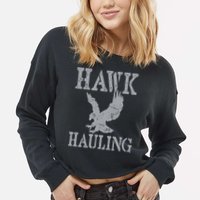 Funny Hawk Hauling Nerd Geek Top Cropped Pullover Crew
