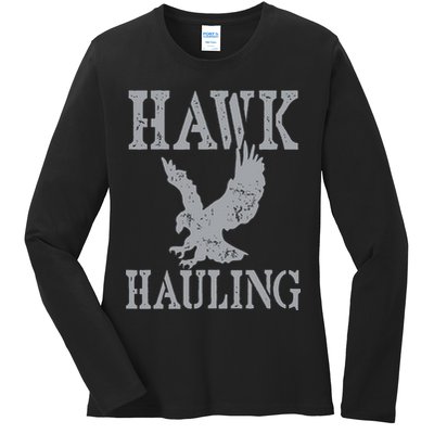 Funny Hawk Hauling Nerd Geek Top Ladies Long Sleeve Shirt