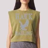 Funny Hawk Hauling Nerd Geek Top Garment-Dyed Women's Muscle Tee