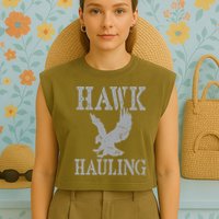 Funny Hawk Hauling Nerd Geek Top Garment-Dyed Women's Muscle Tee
