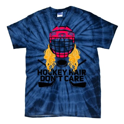 Funny Hockey Hair Don't Care Ice Hockey Girl Player Goalie Tie-Dye T-Shirt