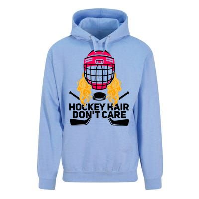 Funny Hockey Hair Don't Care Ice Hockey Girl Player Goalie Unisex Surf Hoodie