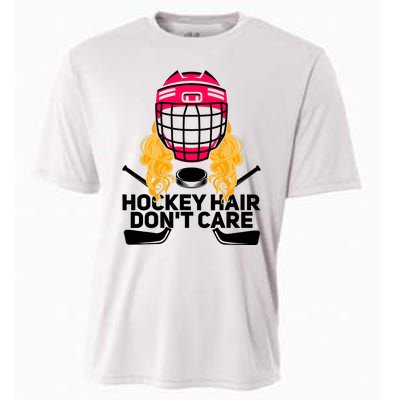 Funny Hockey Hair Don't Care Ice Hockey Girl Player Goalie Cooling Performance Crew T-Shirt