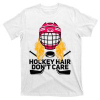 Funny Hockey Hair Don't Care Ice Hockey Girl Player Goalie T-Shirt