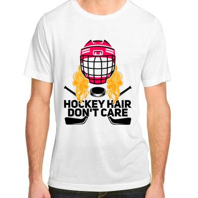 Funny Hockey Hair Don't Care Ice Hockey Girl Player Goalie Adult ChromaSoft Performance T-Shirt