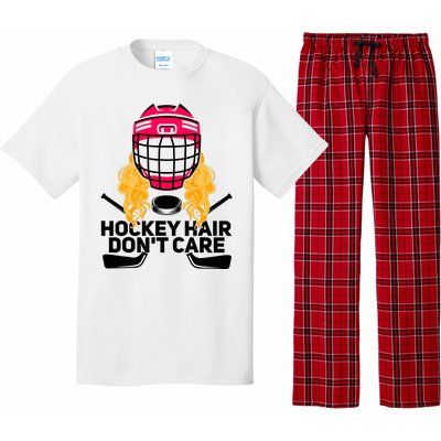 Funny Hockey Hair Don't Care Ice Hockey Girl Player Goalie Pajama Set