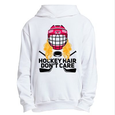 Funny Hockey Hair Don't Care Ice Hockey Girl Player Goalie Urban Pullover Hoodie