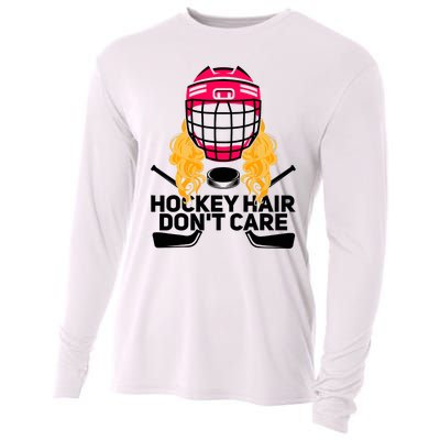 Funny Hockey Hair Don't Care Ice Hockey Girl Player Goalie Cooling Performance Long Sleeve Crew