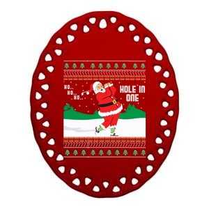 Funny Ho Ho Ho Ugly Santa Golf Christmas Jumper Great Gift Ceramic Oval Ornament