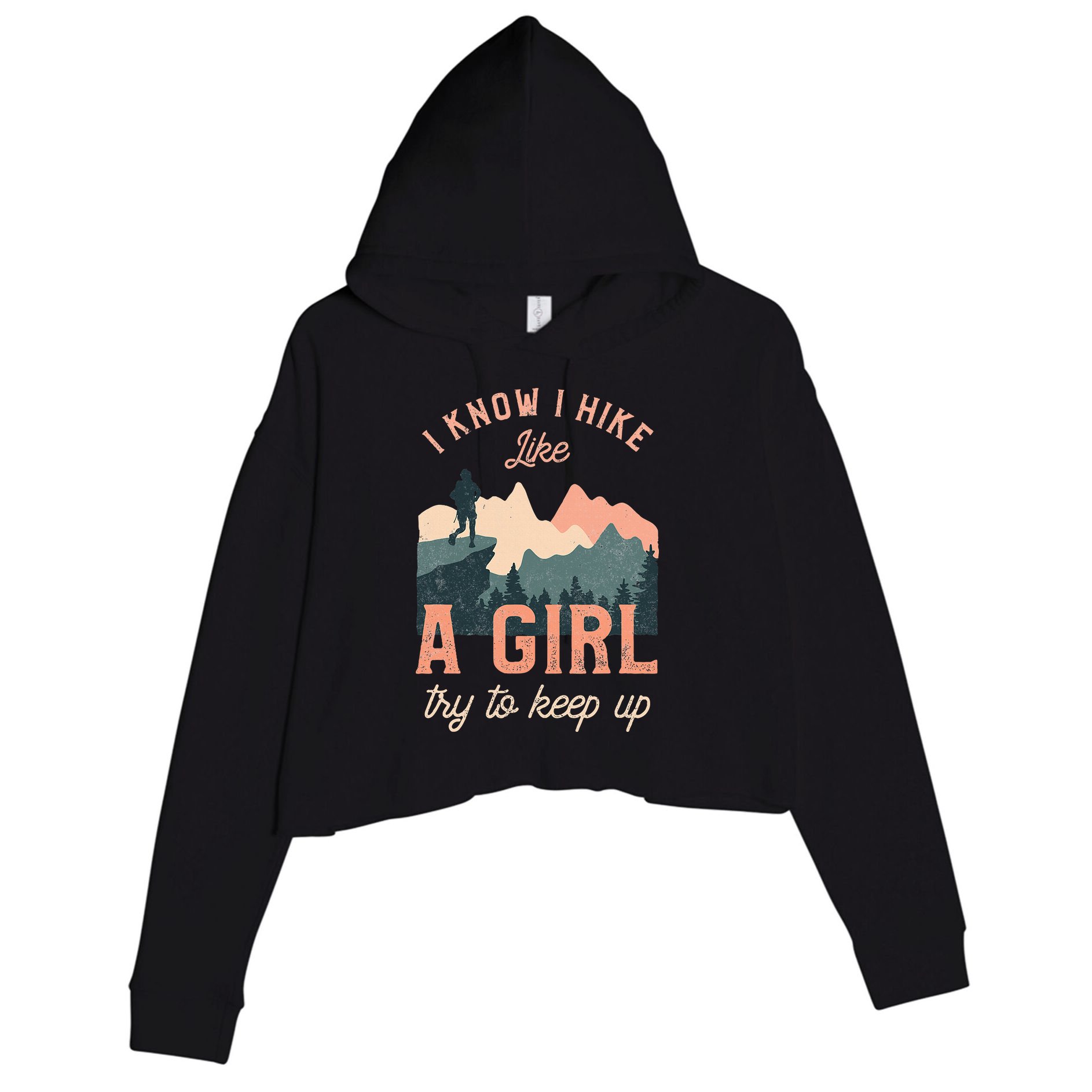 Female Hiker Hiking I Know I Hike Like A Girl Crop Fleece Hoodie