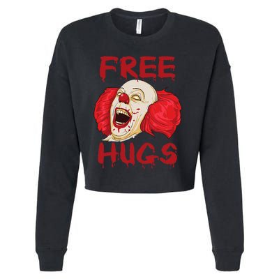 Free Hugs Halloween Evil Killer Scary Clown Horror Gift Cropped Pullover Crew