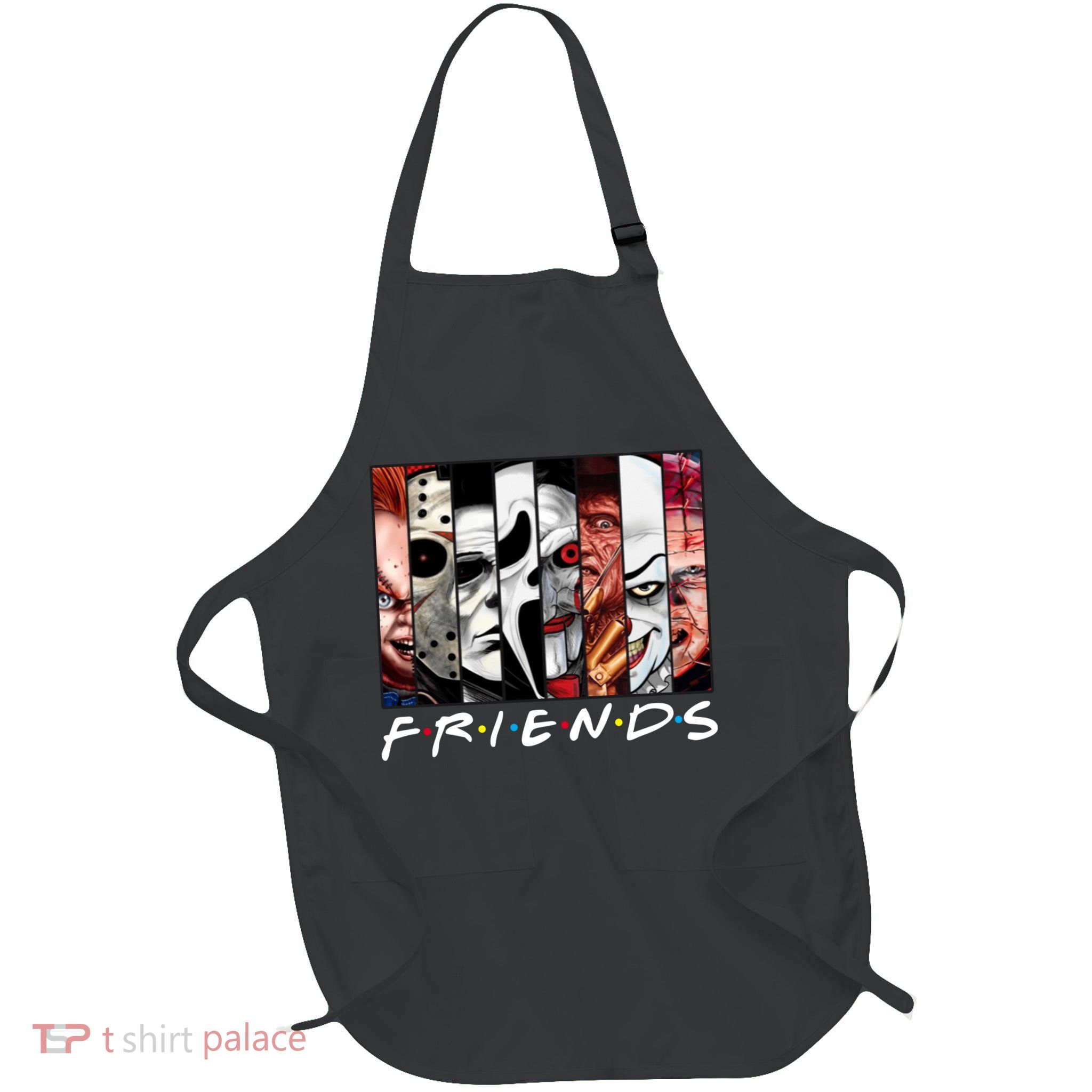 Friends Halloween Horror Squad Parody Full-Length Apron With Pockets