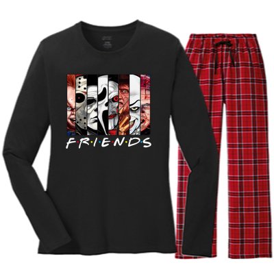 Friends Halloween Horror Squad Parody Women's Long Sleeve Flannel Pajama Set 