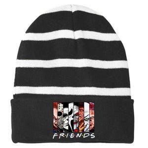 Friends Halloween Horror Squad Parody Striped Beanie with Solid Band