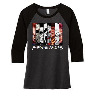 Friends Halloween Horror Squad Parody Women's Tri-Blend 3/4-Sleeve Raglan Shirt