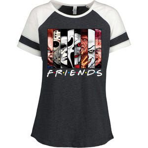 Friends Halloween Horror Squad Parody Enza Ladies Jersey Colorblock Tee