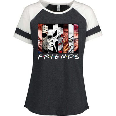 Friends Halloween Horror Squad Parody Enza Ladies Jersey Colorblock Tee