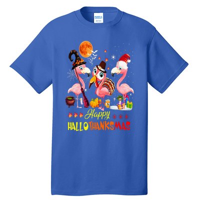 Flamingo Happy HalloThanksMas Halloween Thanksgiving Tall T-Shirt