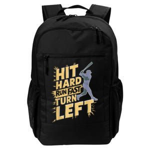 Funny Hit Hard Run Fast Turn Left Baseball Player Fan Gift Daily Commute Backpack