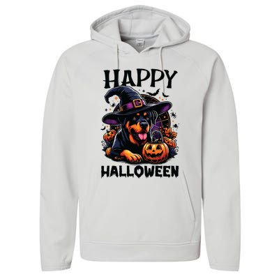 Funny Happy Halloween Rottweiler Lover Rottweiler Halloween Performance Fleece Hoodie