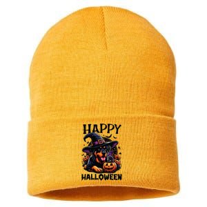 Funny Happy Halloween Rottweiler Lover Rottweiler Halloween Sustainable Knit Beanie