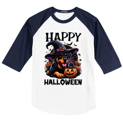 Funny Happy Halloween Rottweiler Lover Rottweiler Halloween Baseball Sleeve Shirt