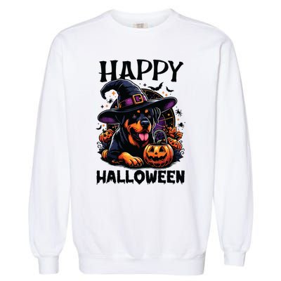 Funny Happy Halloween Rottweiler Lover Rottweiler Halloween Garment-Dyed Sweatshirt