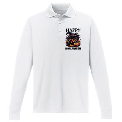 Funny Happy Halloween Rottweiler Lover Rottweiler Halloween Performance Long Sleeve Polo