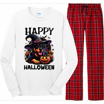 Funny Happy Halloween Rottweiler Lover Rottweiler Halloween Long Sleeve Pajama Set