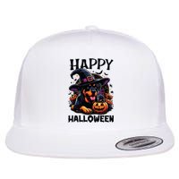 Funny Happy Halloween Rottweiler Lover Rottweiler Halloween Flat Bill Trucker Hat