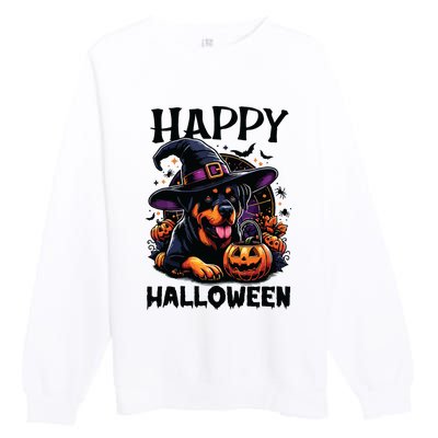 Funny Happy Halloween Rottweiler Lover Rottweiler Halloween Premium Crewneck Sweatshirt