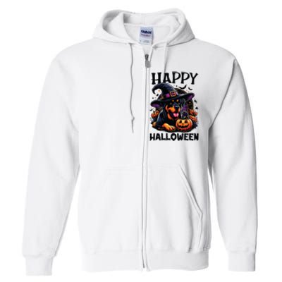 Funny Happy Halloween Rottweiler Lover Rottweiler Halloween Full Zip Hoodie