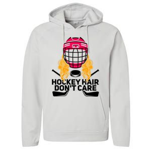 Funny Hockey Hair Dont Care Ice Hockey Player Goalie Great Gift Performance Fleece Hoodie