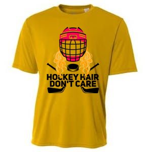 Funny Hockey Hair Dont Care Ice Hockey Player Goalie Great Gift Cooling Performance Crew T-Shirt