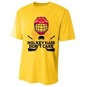 Funny Hockey Hair Dont Care Ice Hockey Player Goalie Great Gift Performance Sprint T-Shirt