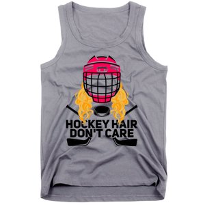 Funny Hockey Hair Dont Care Ice Hockey Player Goalie Great Gift Tank Top