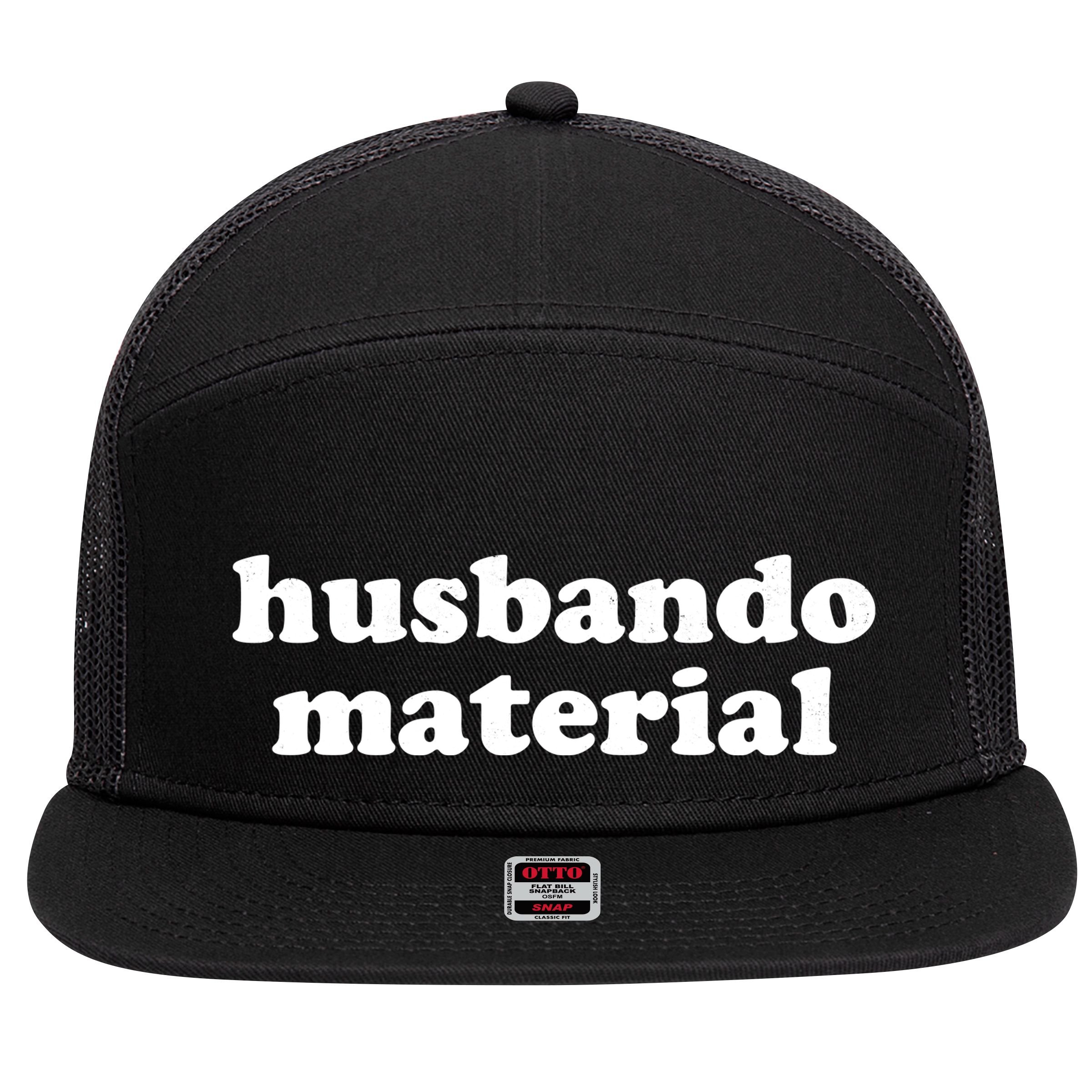 Funny Husbando Husband Material Anime Fan 7 Panel Mesh Trucker Snapback Hat