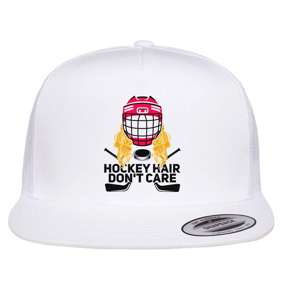Funny Hockey Hair DonT Care Ice Hockey Girl Player Goalie Flat Bill Trucker Hat